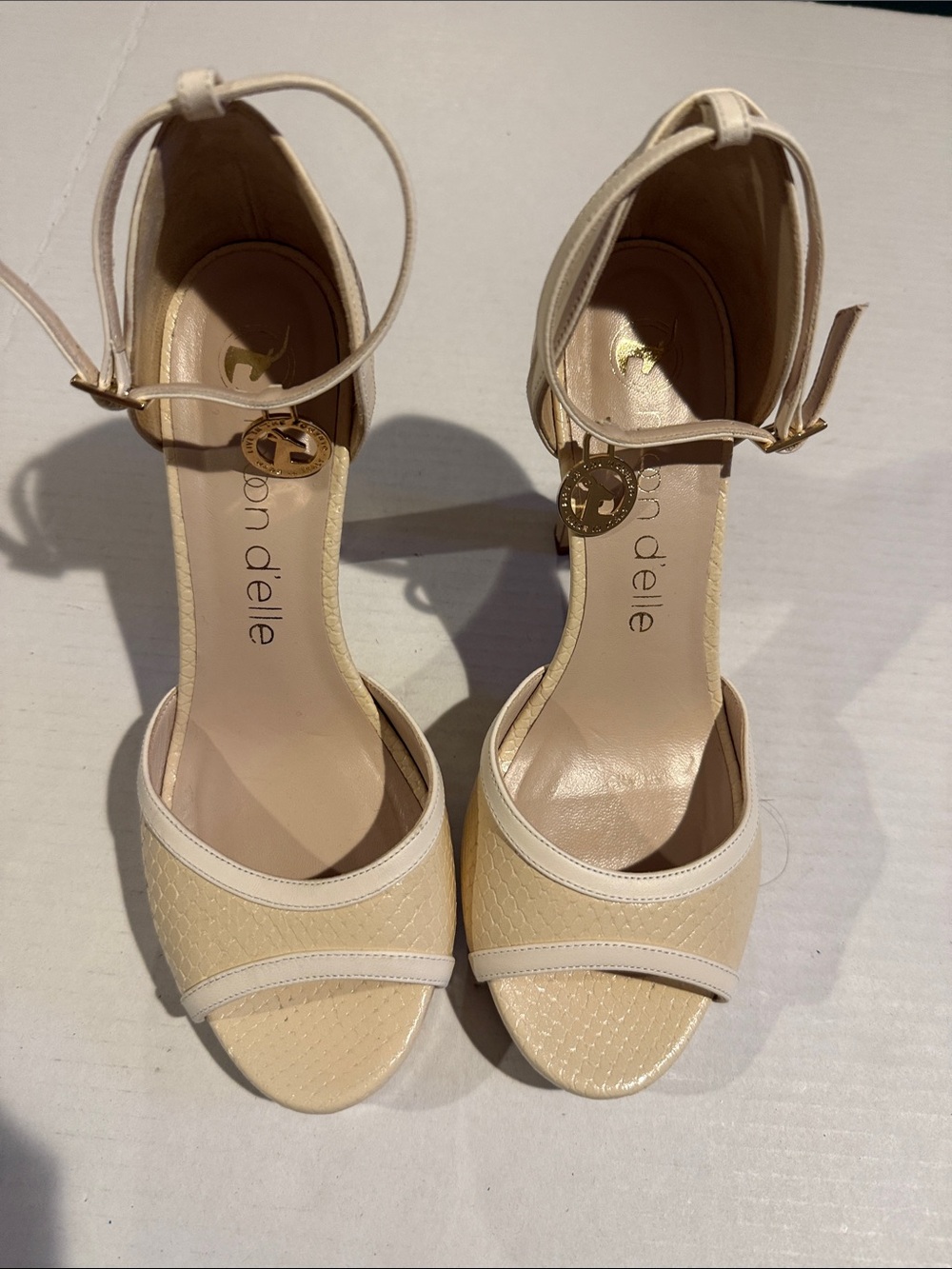 Franco Sarto Cream Ankle-Strap Heels